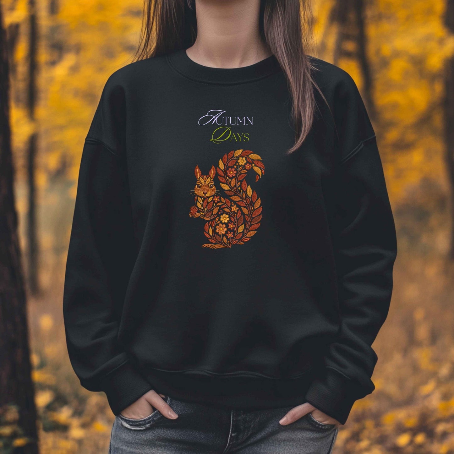 Autumn Squirrel Embroidery Design – Fall Floral Machine Embroidery, Squirrel Pattern PES, Animal Embroidery, Perfect for Fall Projects PES