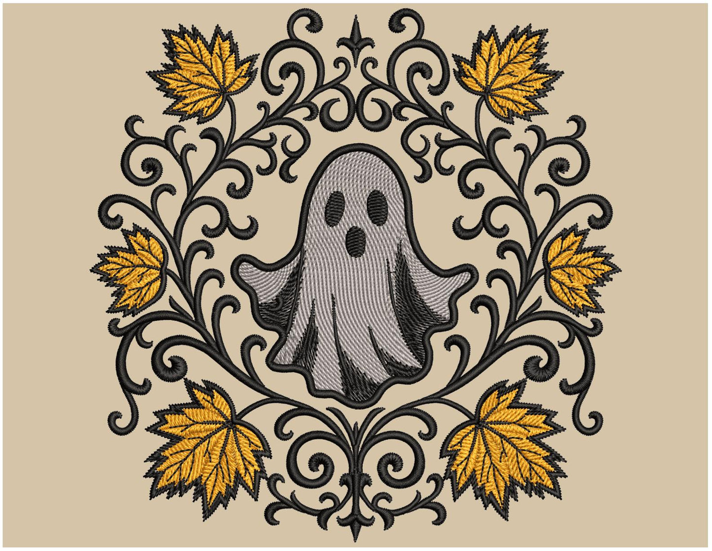 Spooky Autumn Spirit Ghost Embroidery Design, Halloween Ghost, Machine Embroidery for Fall Projects, Ghost Pattern PES, Halloween Embroidery