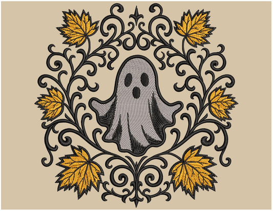 Spooky Autumn Spirit Ghost Embroidery Design, Halloween Ghost, Machine Embroidery for Fall Projects, Ghost Pattern PES, Halloween Embroidery