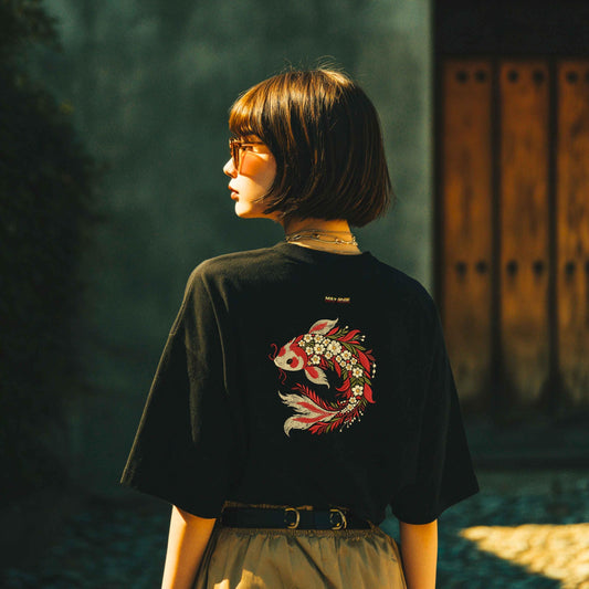 Koi Fish Embroidery Design, Stunning Floral Koi Fish, Machine Embroidery Files for Japanese & Nature-Themed Projects, Fish PES DST Download