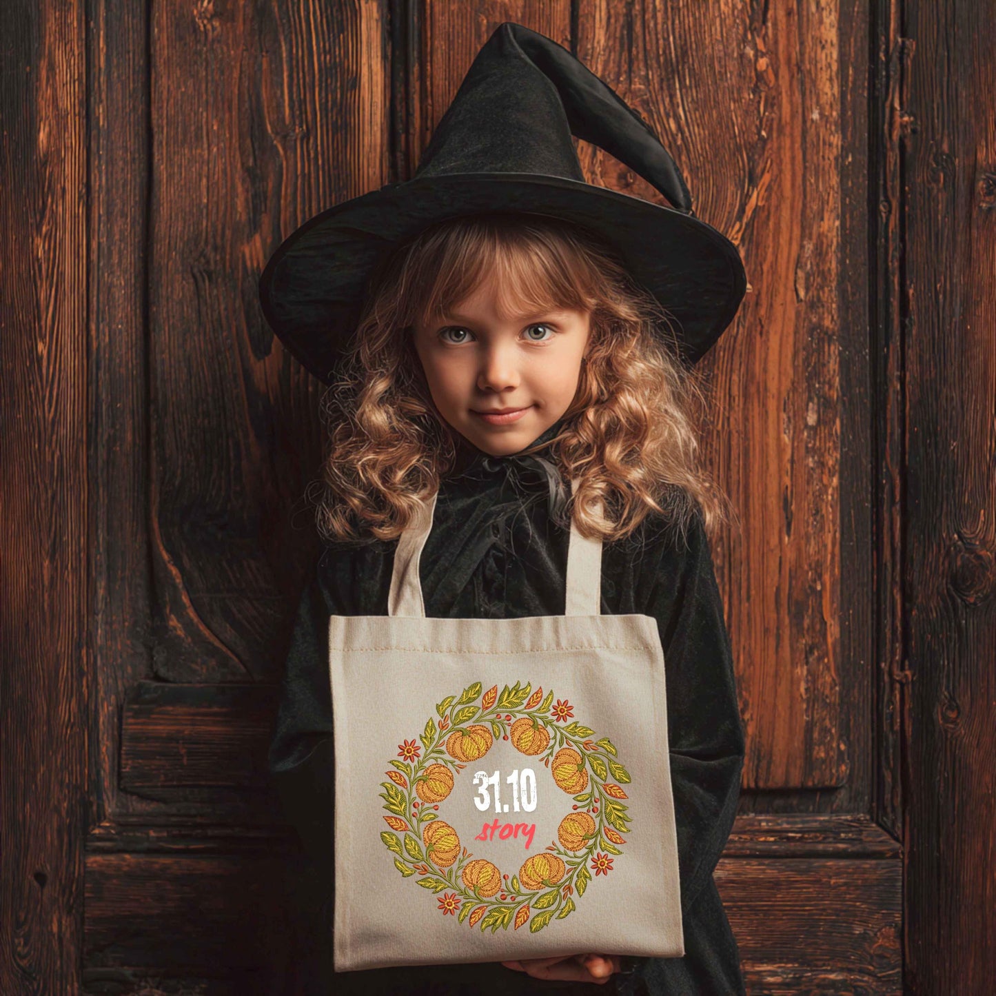 Fall Harvest Pumpkin Wreath, Sprig Embroidery Design for Machine Embroidery - Perfect for Autumn Decorations & Halloween Crafts, PES, EXP