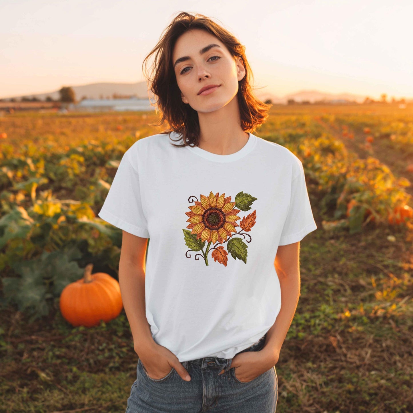 Sunflower Embroidery Machine Design - Perfect for Fall Projects, Home Decor, or Gifts, Cozy Sunflower Pattern PES for  Seasonal DIY Projects