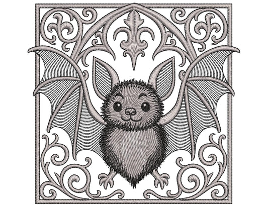 Spooky Cute Bat Machine Embroidery Design, Perfect for Halloween Crafts! Available in Multiple Sizes 4x4 Hoop & Formats, Halloween Bat PES