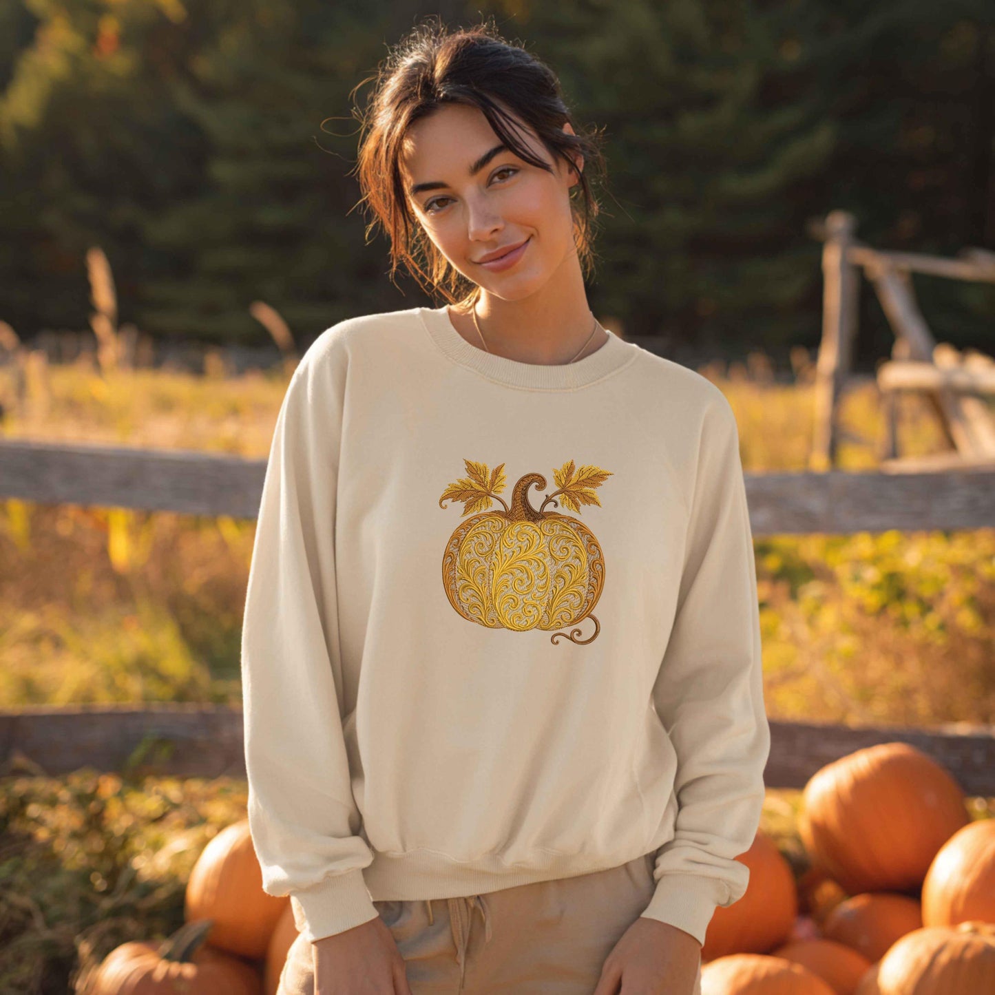 Pumpkin Embroidery for Fall – Autumn Leaves Decorative Pumpkin, Machine Embroidery Pumpkin PES, Autumn Embroidery, Halloween Embroidery PES