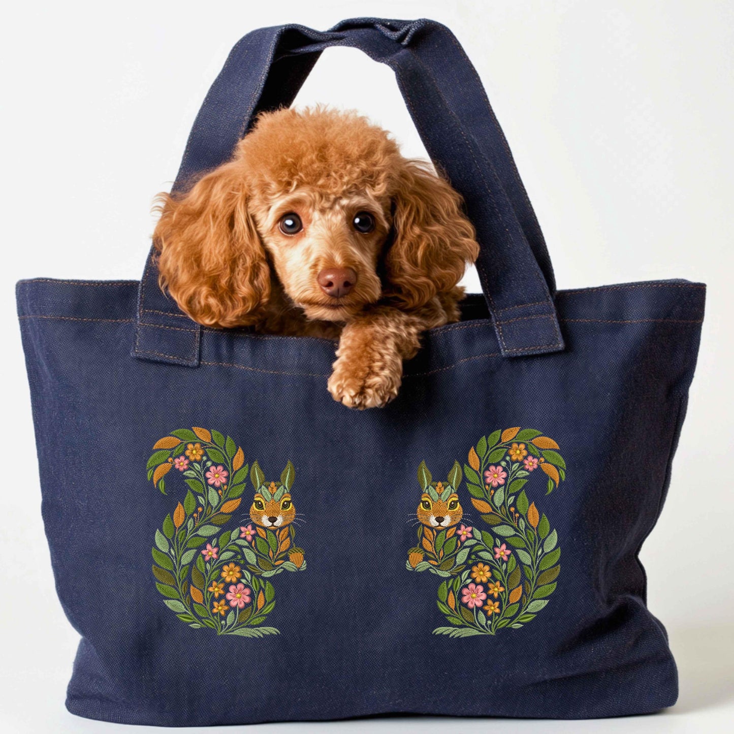 Floral Squirrel Machine Embroidery Design, Floral and Botanical Embroidery, Autumn Squirrel with Acorn Embroidery Pattern for Fall Decor PES