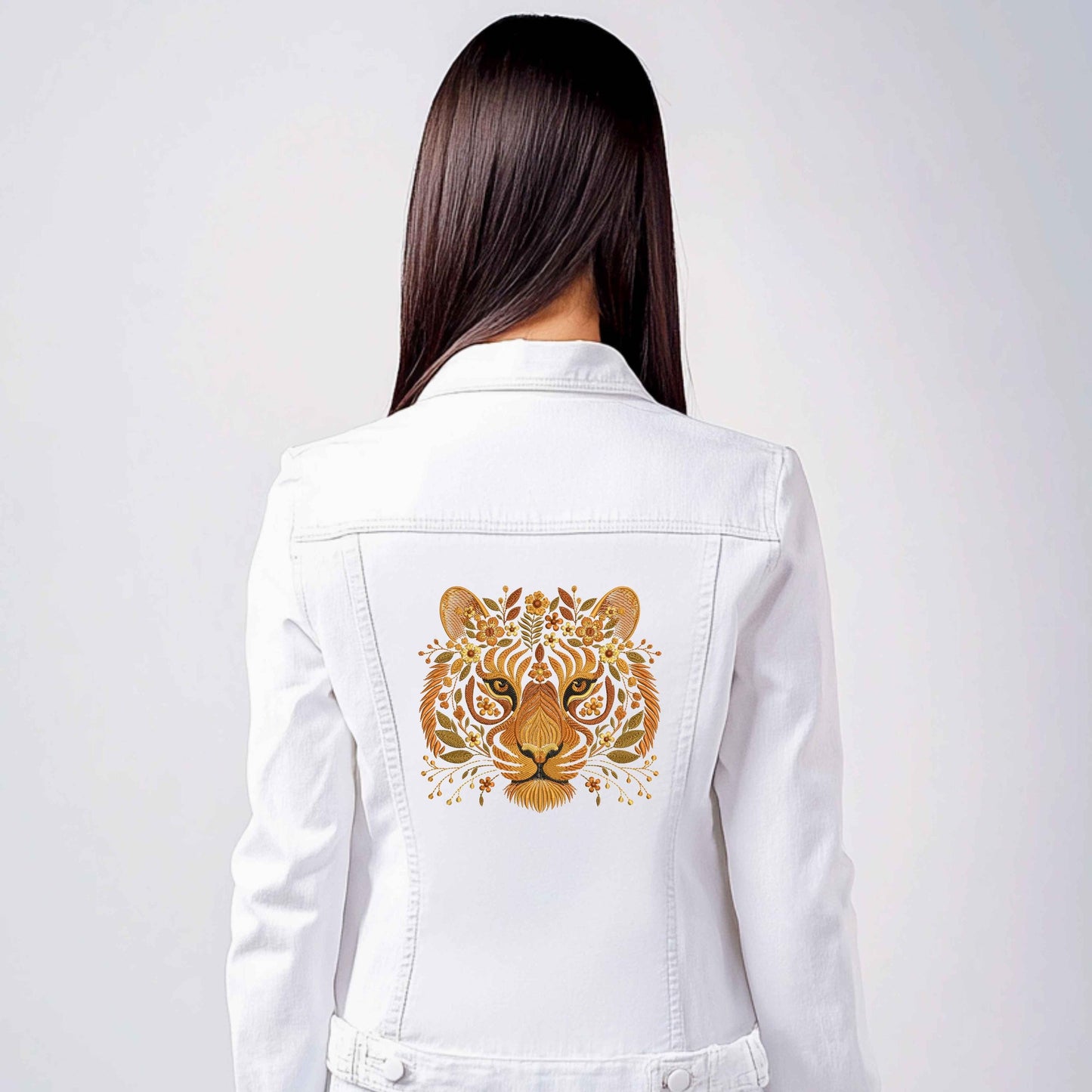 Autumn Tiger Embroidery, Elegant Floral Tiger Design, Fall Embroidery PES, Perfect for Fall Projects, Floral Tiger Pattern, Tiger PES File