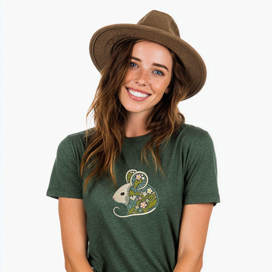 Flower Mouse Embroidery Pattern, Digital Instant Download Design for Machine, Nursery Decor & Gift Ideas, Cute Animal Embroidery, Mouse PES