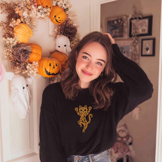 Halloween Cat Embroidery Design: Spooky Skeleton Kitty (PES, DST, EXP & More)