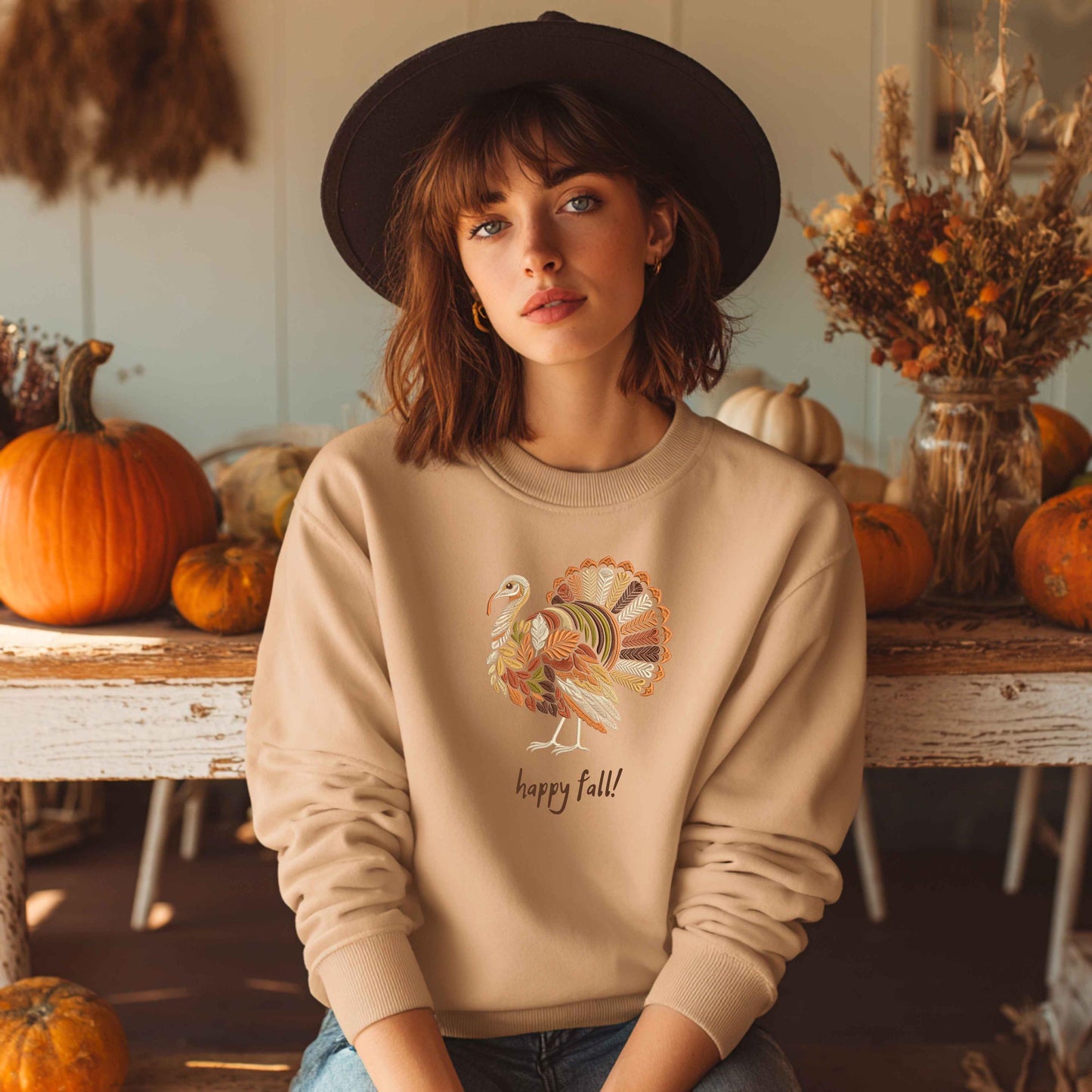 Autumn Turkey Embroidery Design, Perfect for Fall Decor, Thanksgiving, and Gifts, Turkey Pattern PES, Thanksgiving Turkey Embroidery Pattern