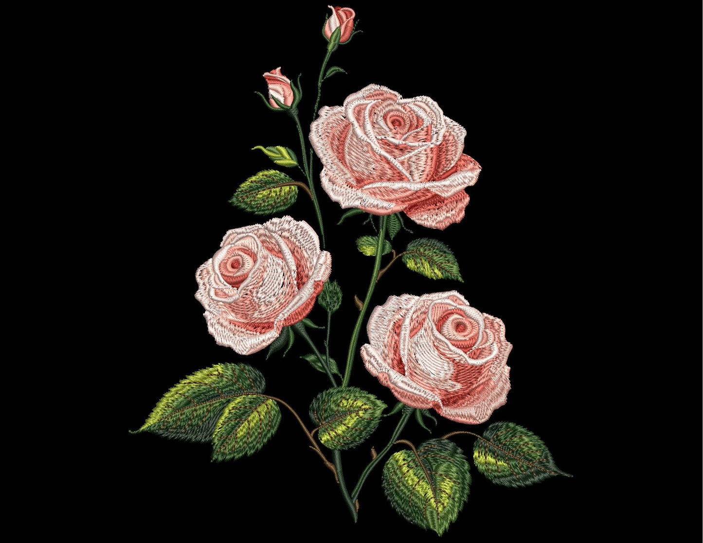 Vintage Pink Roses Machine Embroidery Design PES, Rose Pattern, Flowers Embroidery PES, Perfect for Dresses, Pillowcases, Tote Bags & More