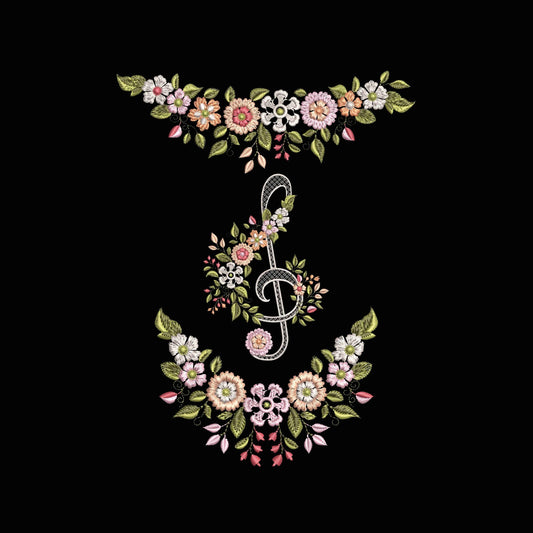 Floral Embroidery Set - Flower Branch, Corner, Treble Clef Designs for Clothing, Home Decor, and Gifts! Beautiful Machine Embroidery Files
