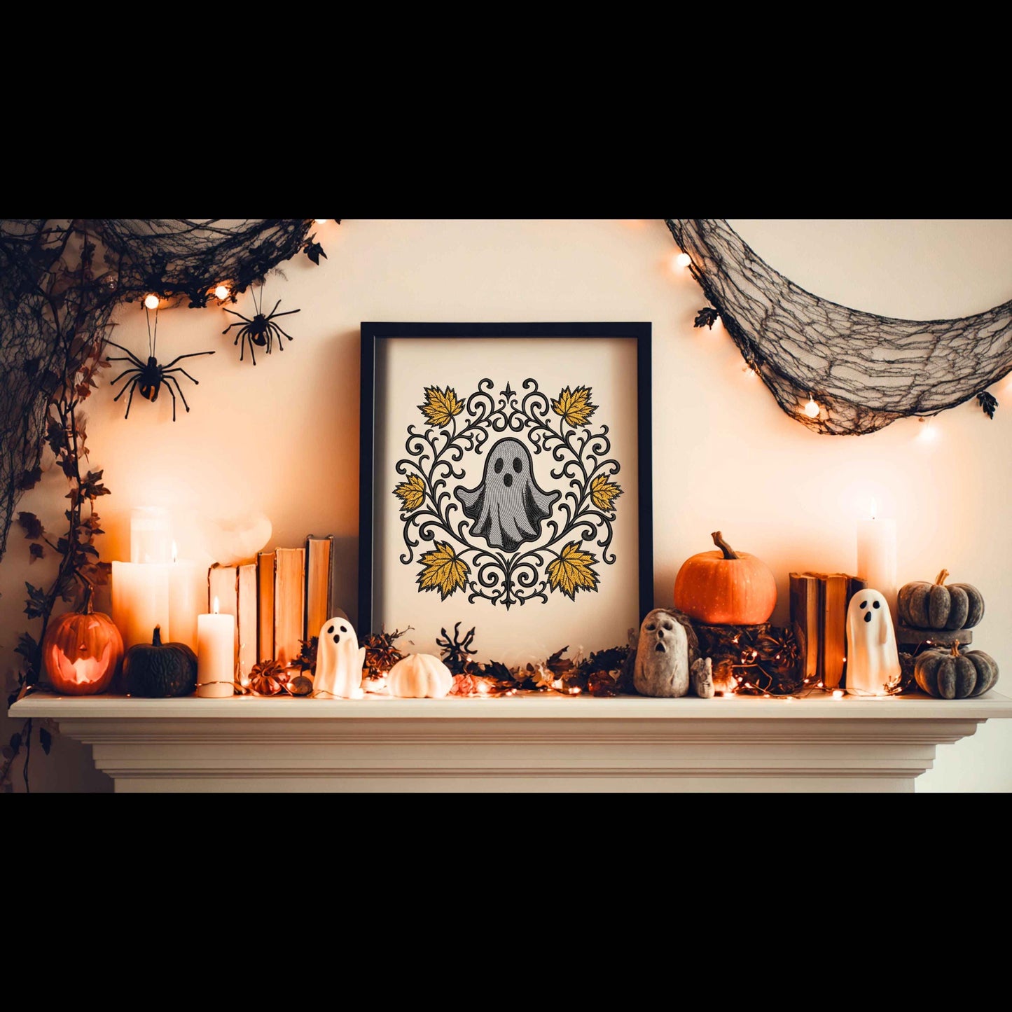 Spooky Autumn Spirit Ghost Embroidery Design, Halloween Ghost, Machine Embroidery for Fall Projects, Ghost Pattern PES, Halloween Embroidery