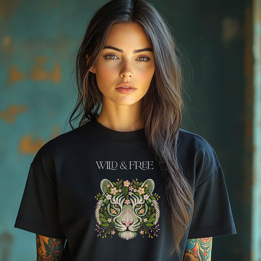 Floral Tiger Embroidery Design – Machine Embroidery, Jungle Tiger with Leaves Flowers, Instant Download for Apparel Decor, Tiger Pattern PES