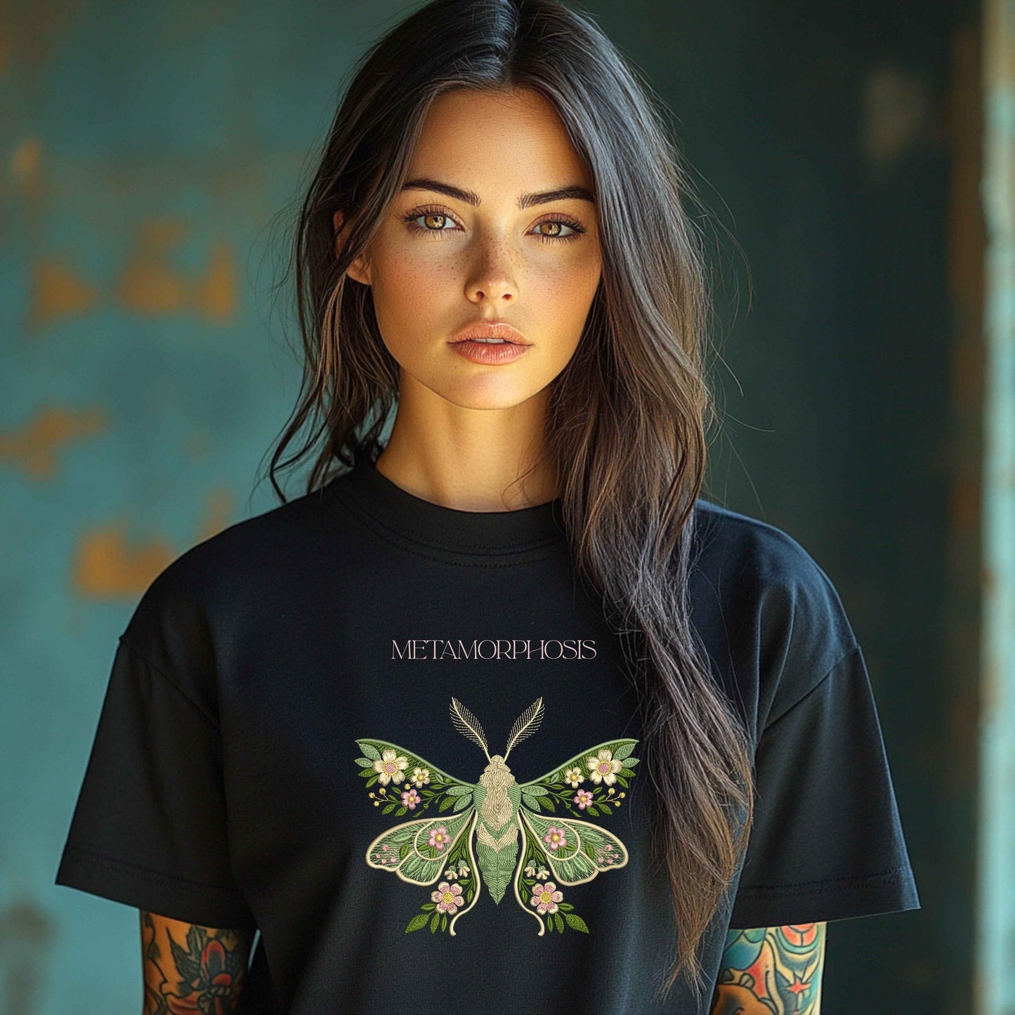 Embroidery Moon Moth with flowers, Nature insect design in 6 sizes, Luna Moth Flower Embroidery Design, Moth Pattern PES, Insect Embroidery