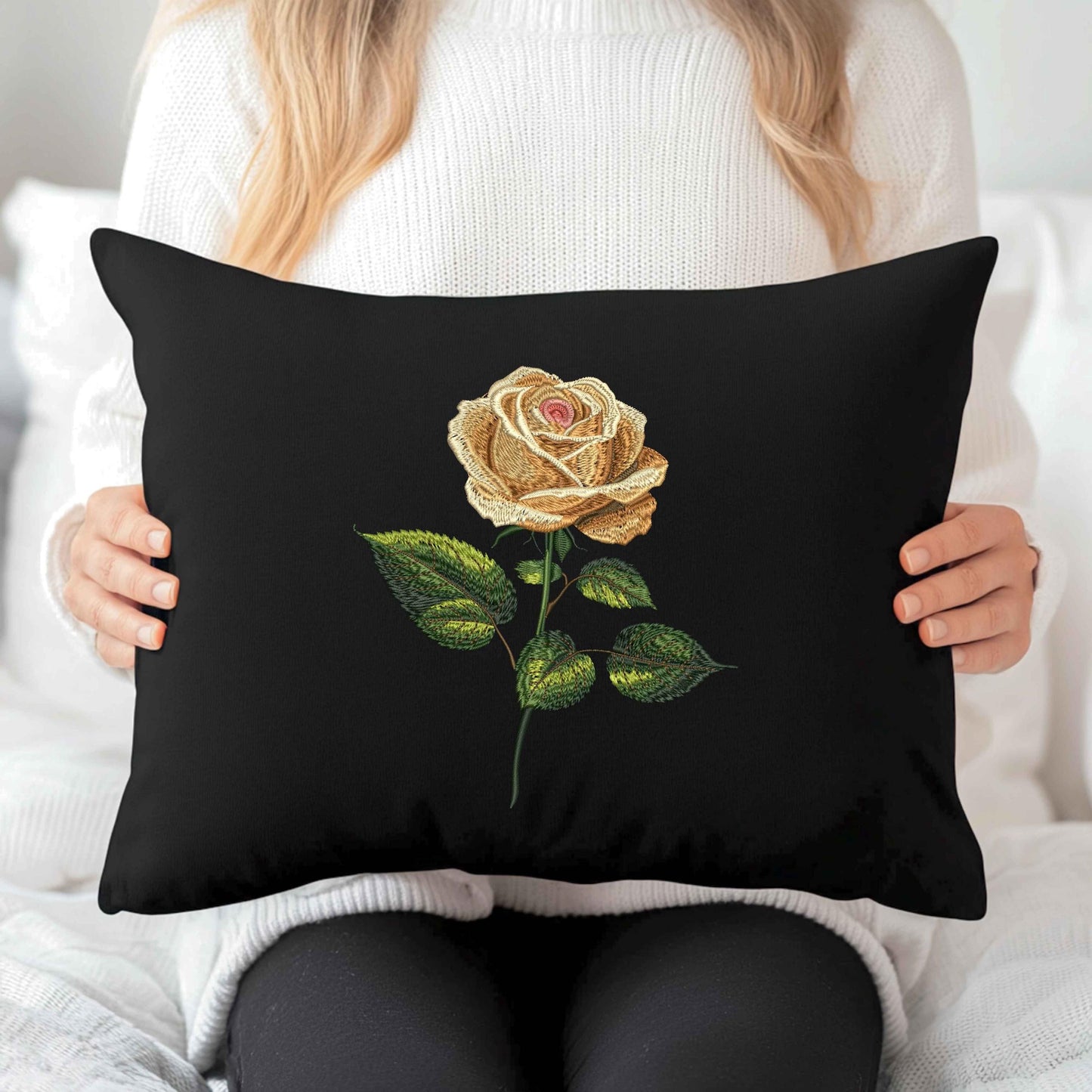 Elegant Beige Rose Machine Embroidery Design, Realistic Floral Pattern PES, Instant Download for Embroidery Projects, Rose Pattern 4x4 Hoop