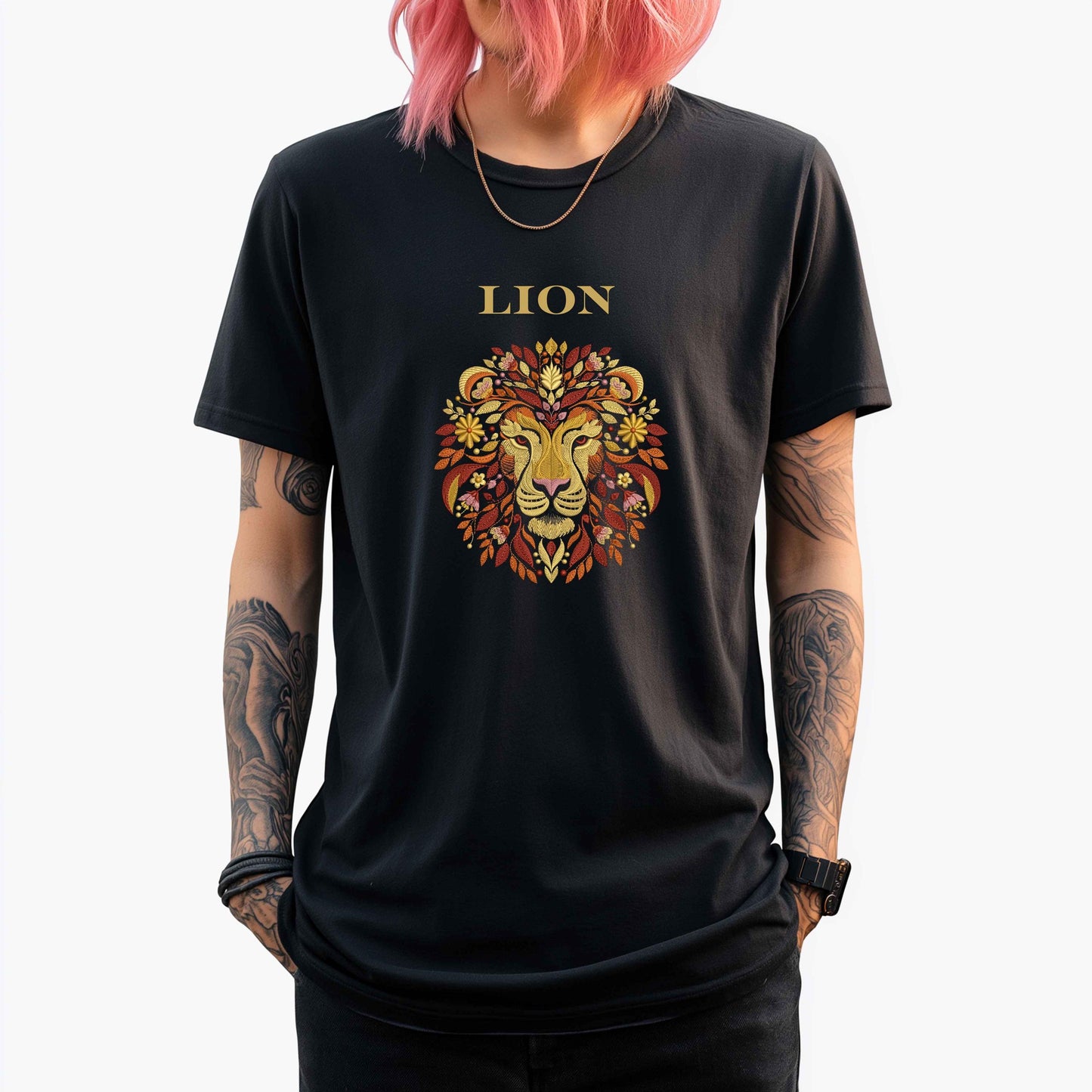 Autumn Lion Embroidery Design PES, Botanical King of the Jungle, Fall-Inspired Embroidery File for Your Creations, Embroidery Pattern Lion