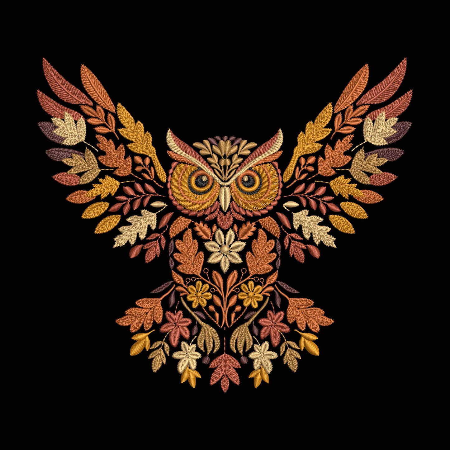 Autumn Owl Machine Embroidery Design, Fall Owl Pattern, Thanksgiving Embroidery, Bird Embroidery, Woodland Owl Fall Embroidery PES DST VP3