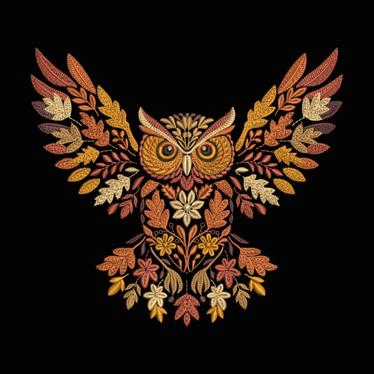 Autumn Owl Machine Embroidery Design, Fall Owl Pattern, Thanksgiving Embroidery, Bird Embroidery, Woodland Owl Fall Embroidery PES DST VP3