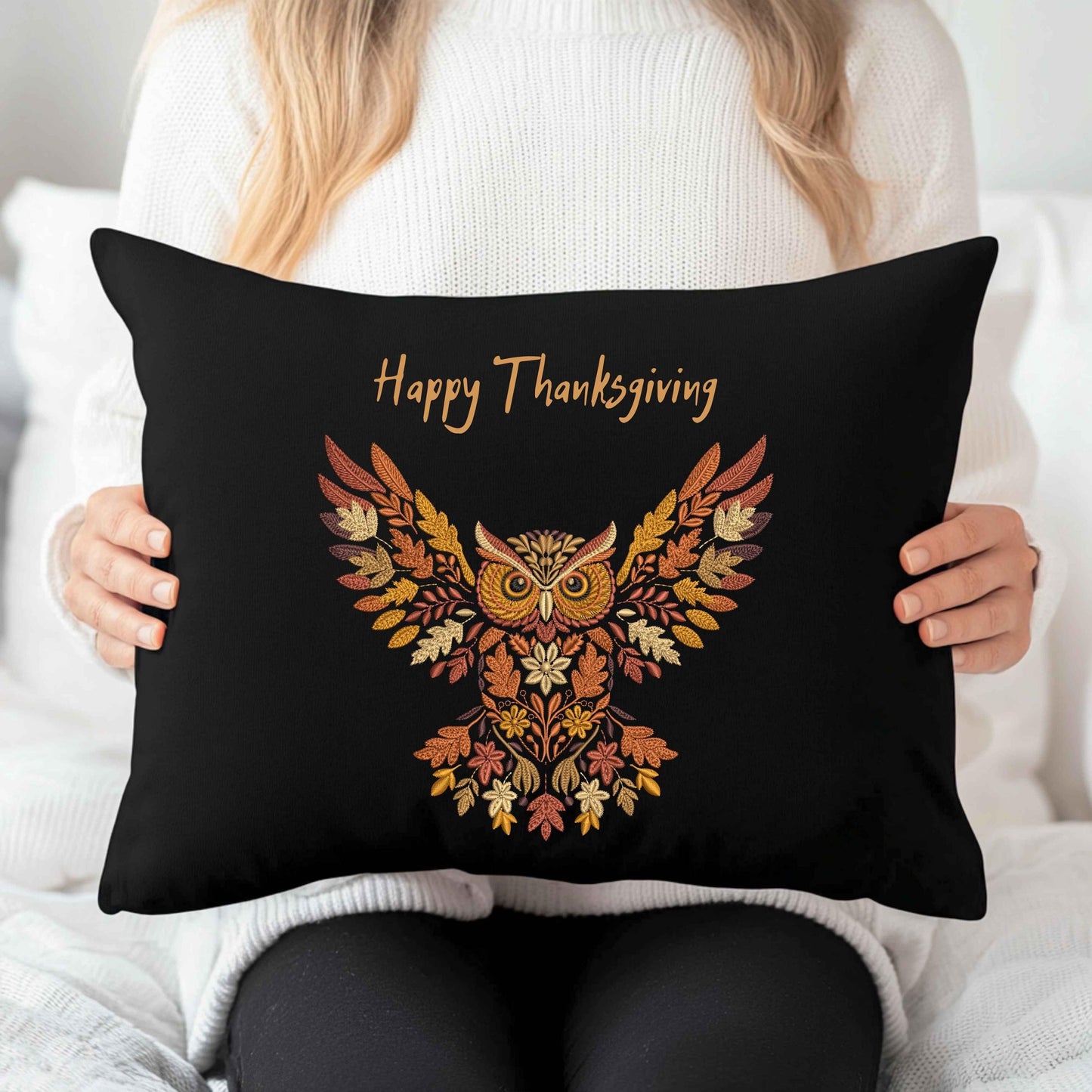 Autumn Owl Machine Embroidery Design, Fall Owl Pattern, Thanksgiving Embroidery, Bird Embroidery, Woodland Owl Fall Embroidery PES DST VP3