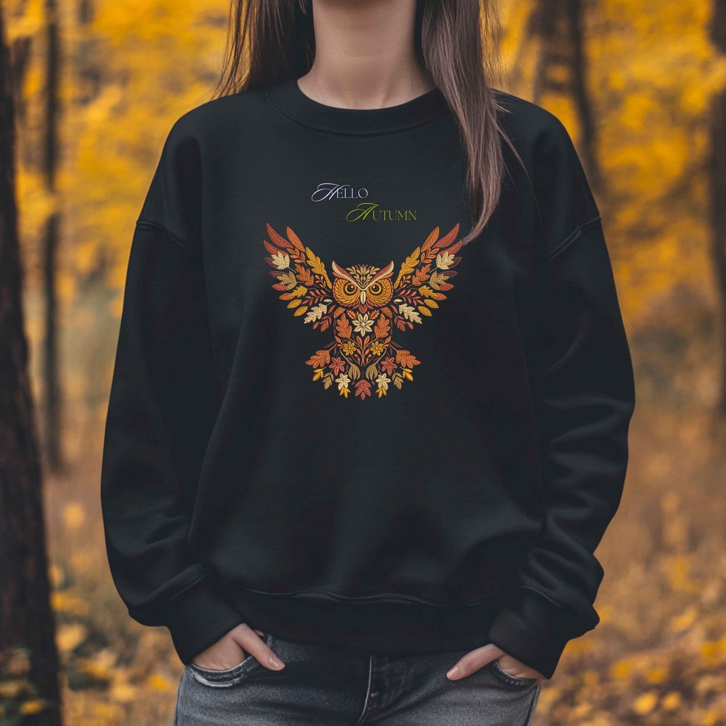Autumn Owl Machine Embroidery Design, Fall Owl Pattern, Thanksgiving Embroidery, Bird Embroidery, Woodland Owl Fall Embroidery PES DST VP3
