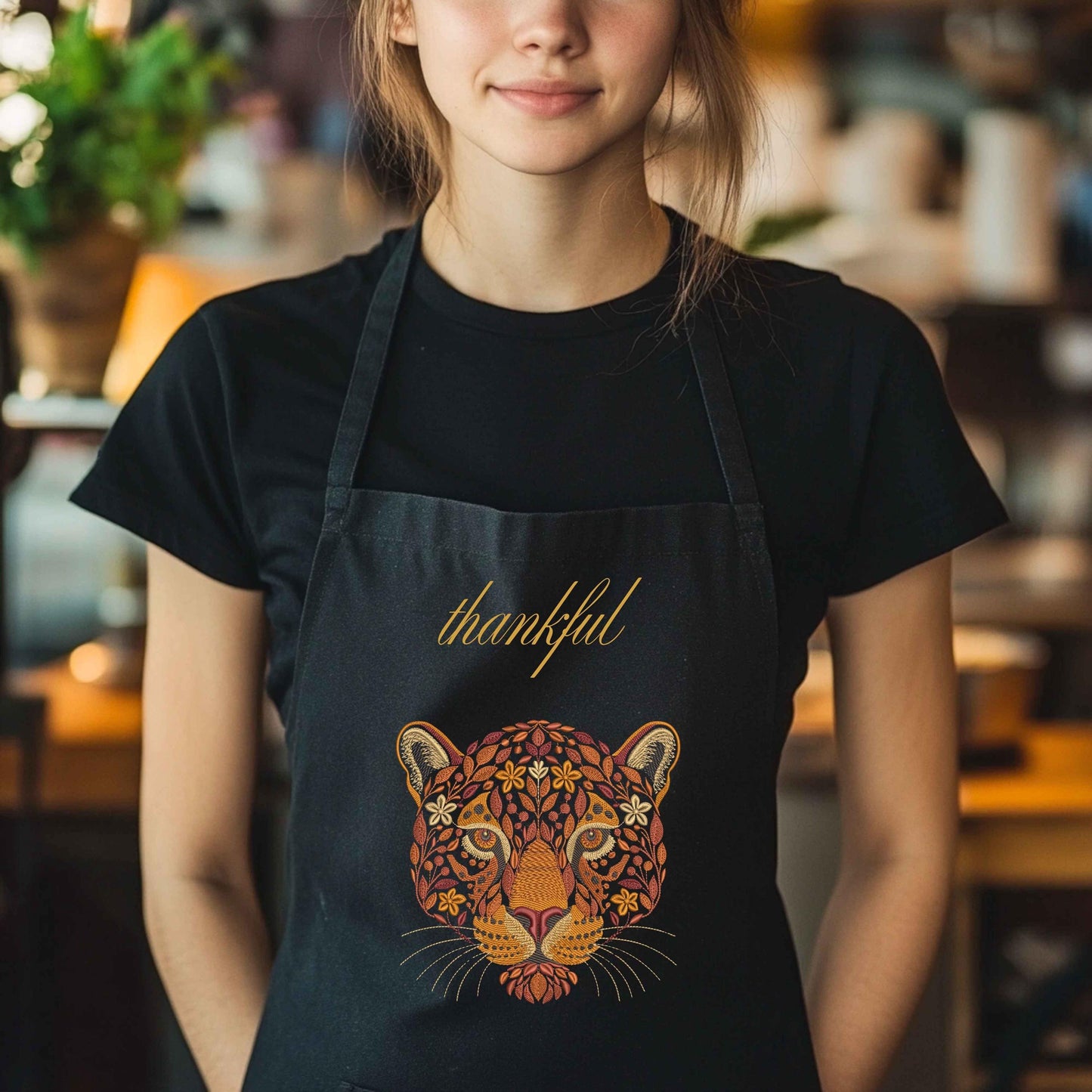 Autumn Jaguar Machine Embroidery Design, Floral Wild Cat Machine Embroidery Pattern PES, Wild Jaguar Head Embroidery, Animal Embroidery PES