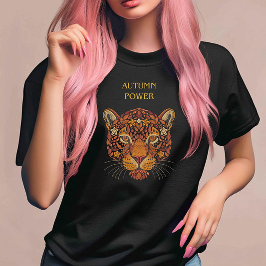 Autumn Jaguar Machine Embroidery Design, Floral Wild Cat Machine Embroidery Pattern PES, Wild Jaguar Head Embroidery, Animal Embroidery PES