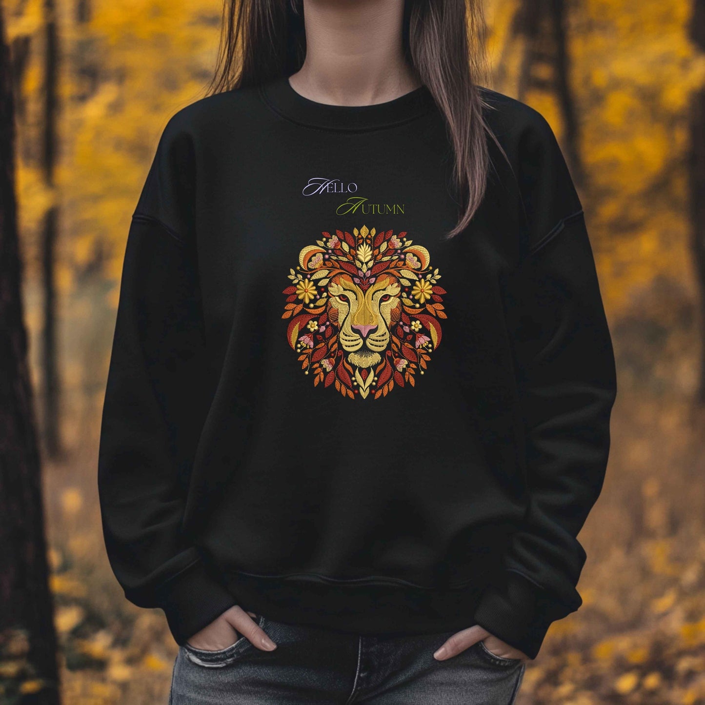 Autumn Lion Embroidery Design PES, Botanical King of the Jungle, Fall-Inspired Embroidery File for Your Creations, Embroidery Pattern Lion