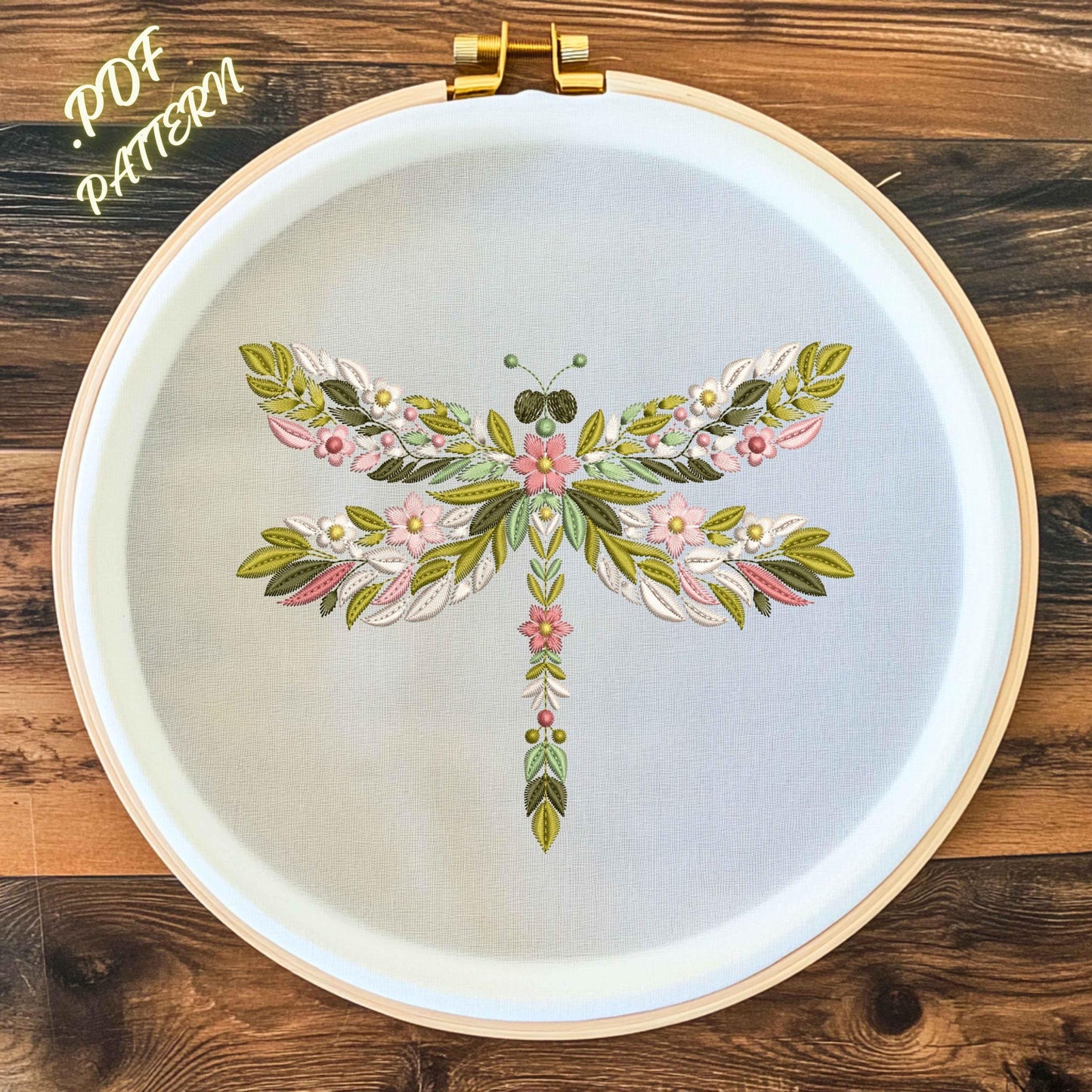 Dragonfly Hand Embroidery Pattern – Digital PDF for DIY Needlework, Instant Download, Dragonfly Pattern, Insect Pattern, Hoop Art Embroidery