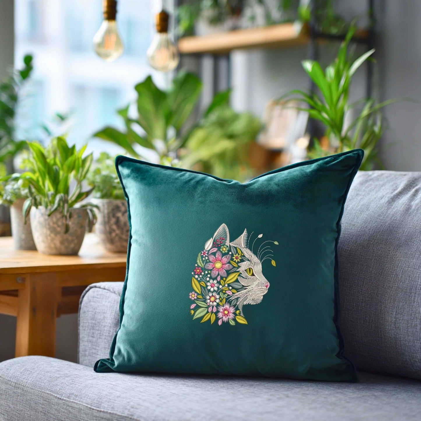 Cat with Floral Embroidery Pattern – Digital PDF for DIY Needlework, Instant Download, Cat Hand Embroidery Pattern, Embroidery Hoop Art