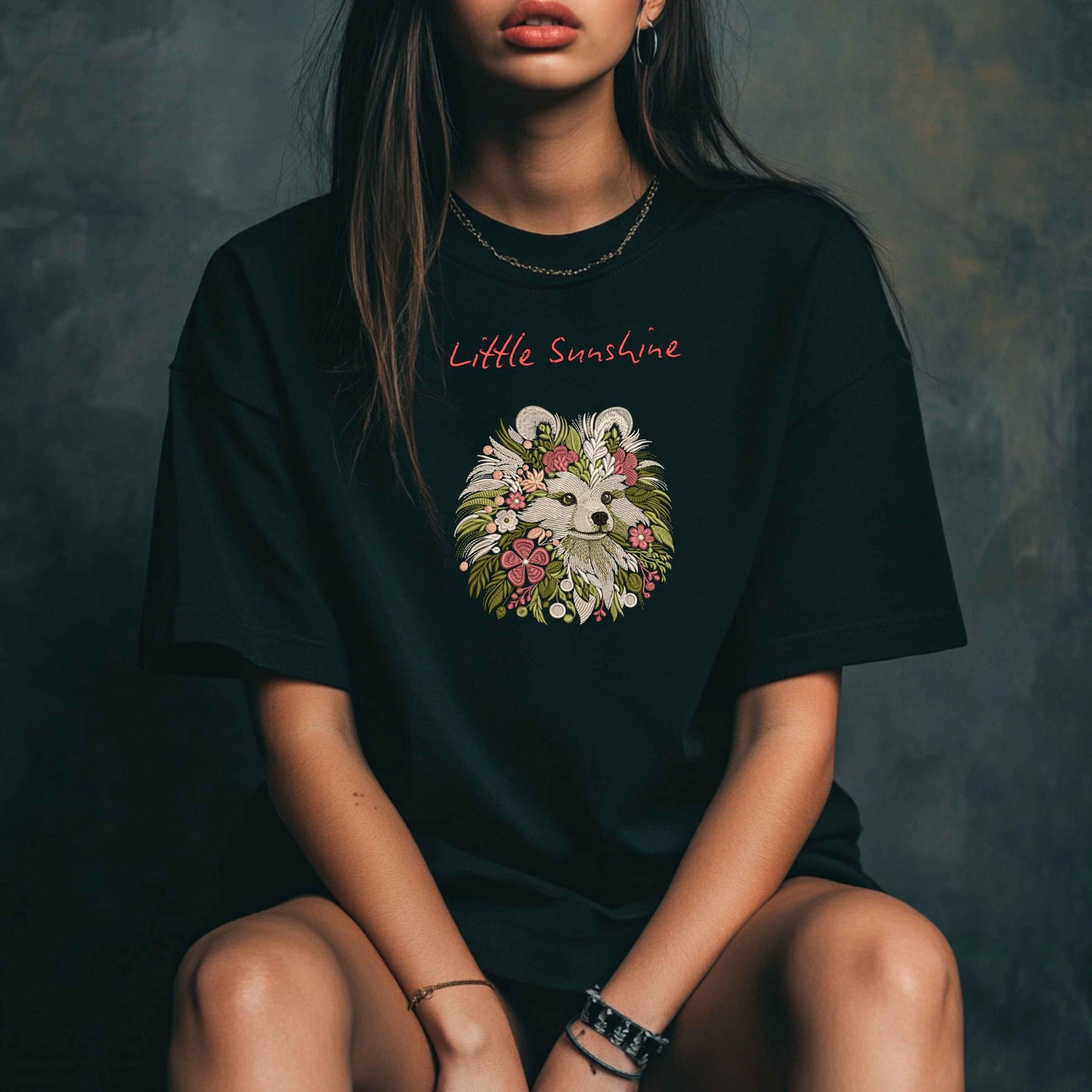 Pomeranian Dog Machine Embroidery Design, Floral Spitz Embroidery, Animal Pattern, Pomeranian Pattern PES, Digital Download 4x4 Hoop 6 sizes