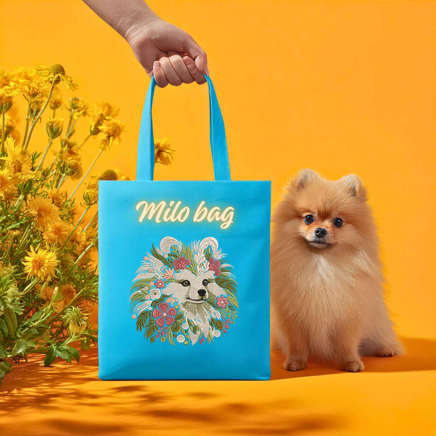 Pomeranian Dog Machine Embroidery Design, Floral Spitz Embroidery, Animal Pattern, Pomeranian Pattern PES, Digital Download 4x4 Hoop 6 sizes