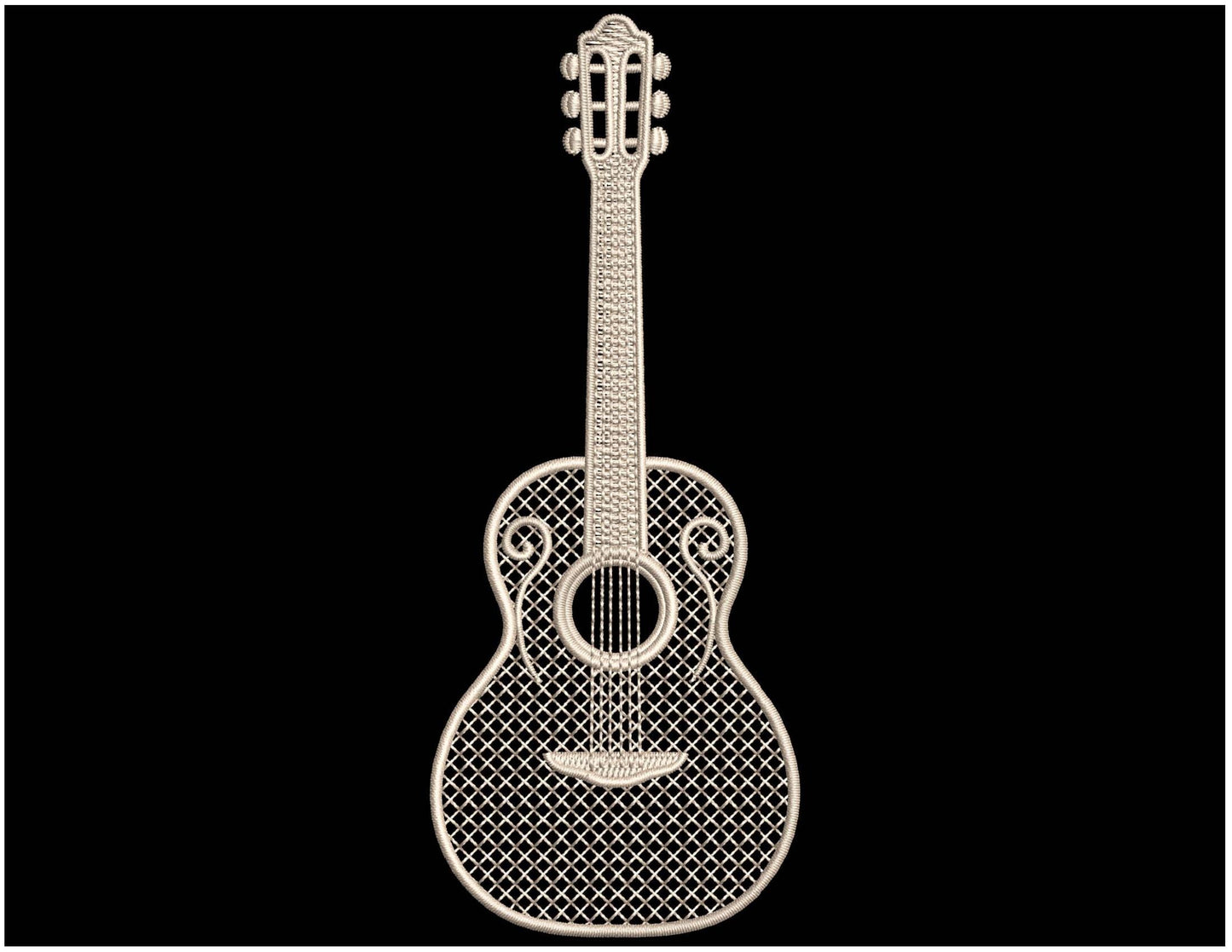Guitar Machine Embroidery Design, Acoustic Guitar Pattern for Embroidery Machines, Music Theme Embroidery File PES, Instant Download
