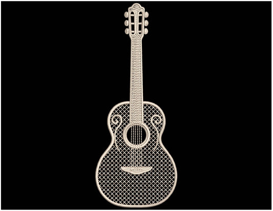 Guitar Machine Embroidery Design, Acoustic Guitar Pattern for Embroidery Machines, Music Theme Embroidery File PES, Instant Download