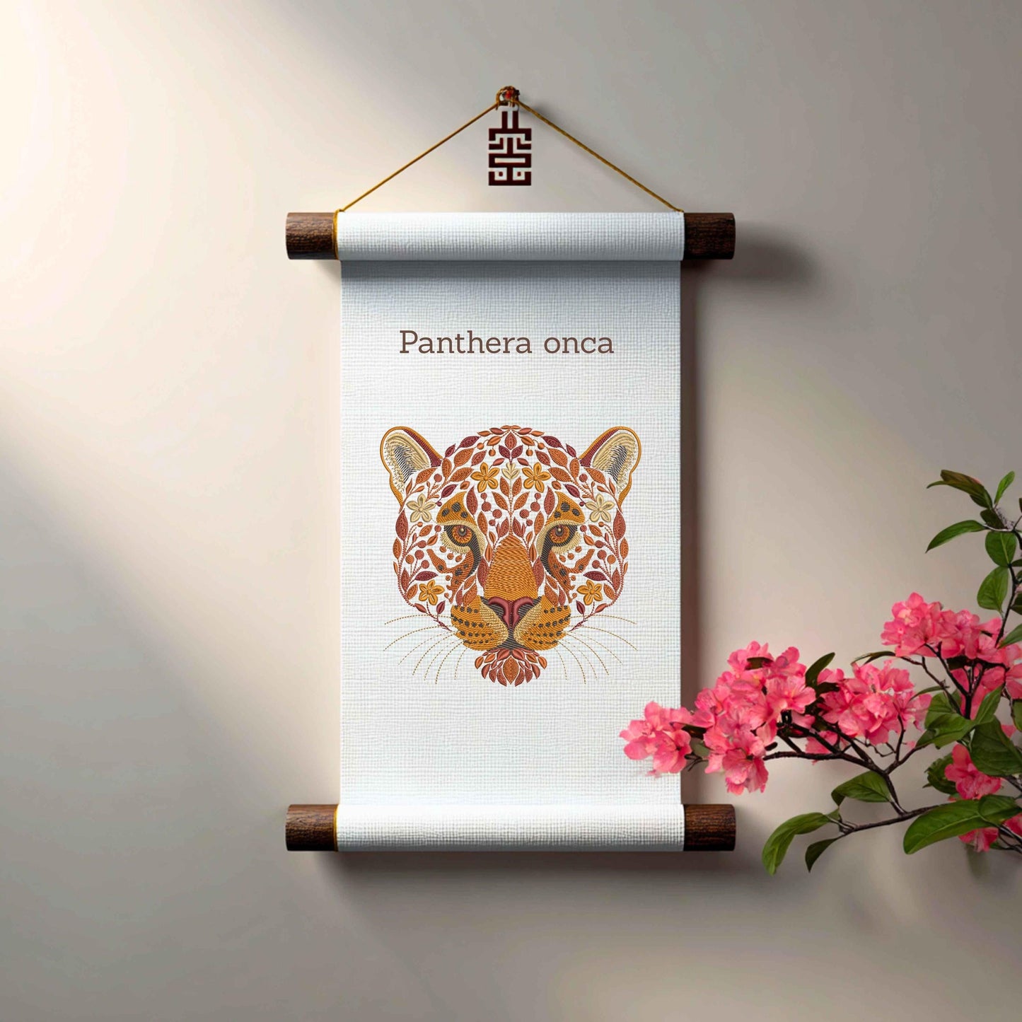 Autumn Jaguar Machine Embroidery Design, Floral Wild Cat Machine Embroidery Pattern PES, Wild Jaguar Head Embroidery, Animal Embroidery PES