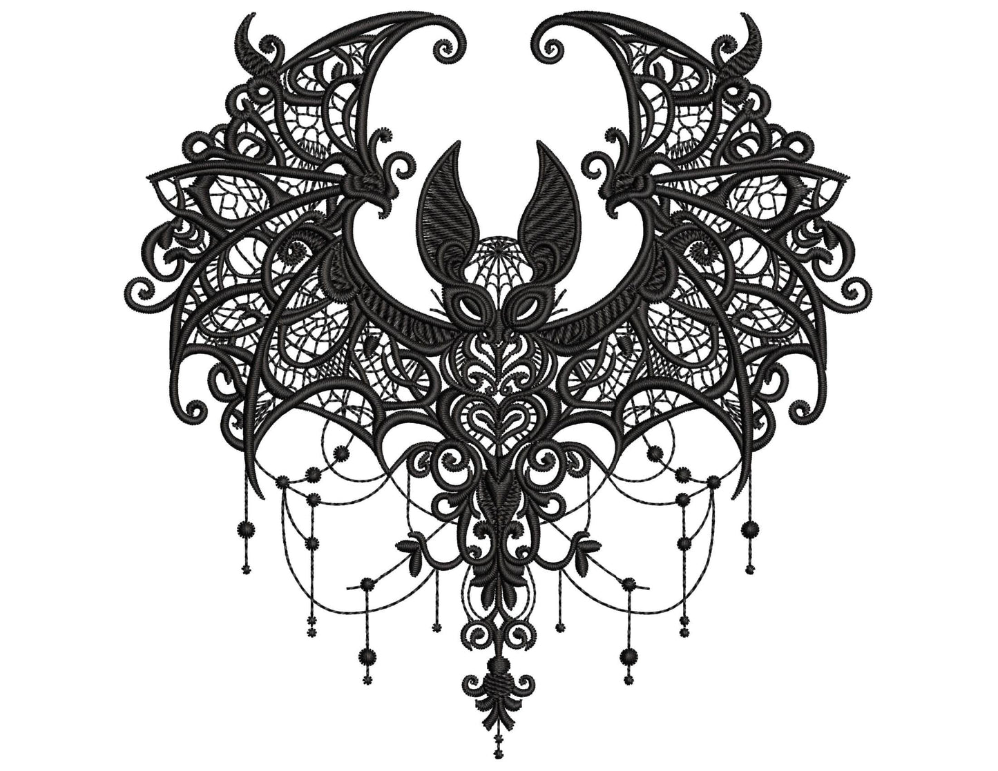 Baroque Gothic Bat Embroidery Design, Gothic Halloween Bat Machine Embroidery Pattern PES, Dark Victorian Embroidery Bat, Dark Academia Bat