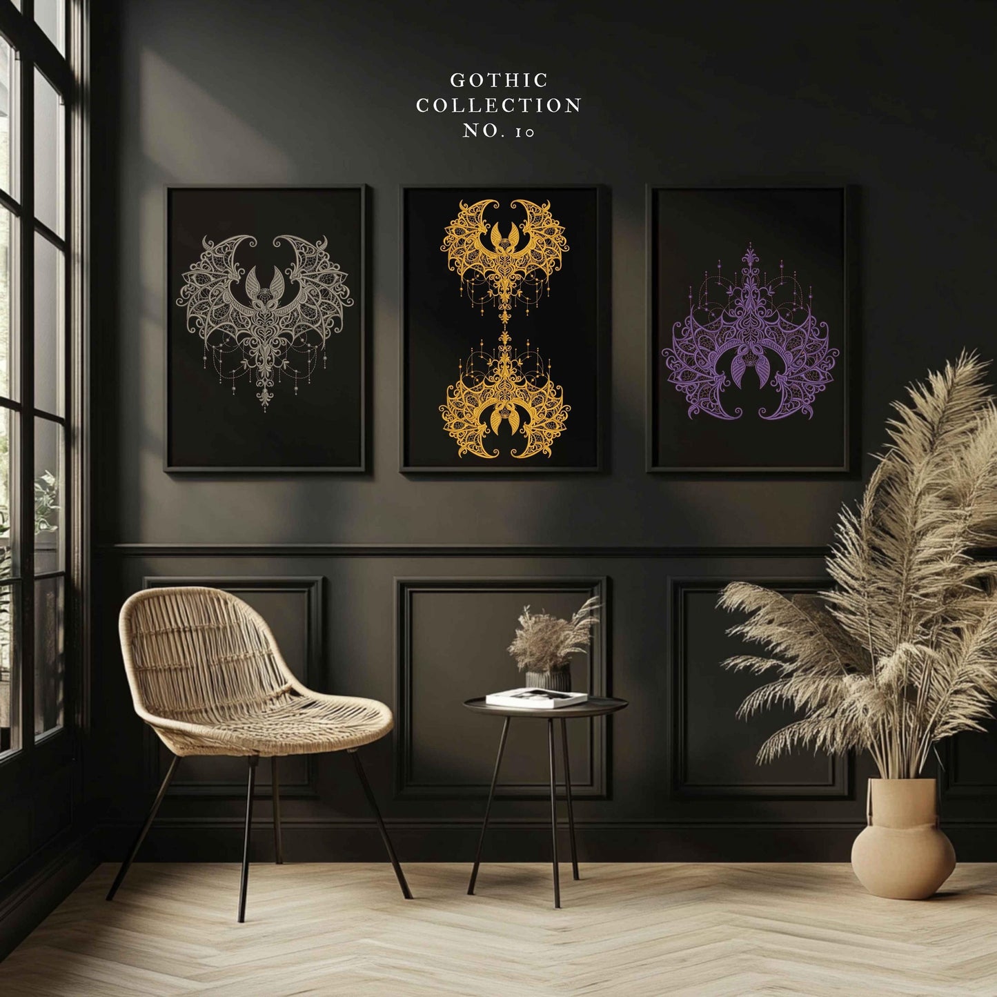 Baroque Gothic Bat Embroidery Design, Gothic Halloween Bat Machine Embroidery Pattern PES, Dark Victorian Embroidery Bat, Dark Academia Bat