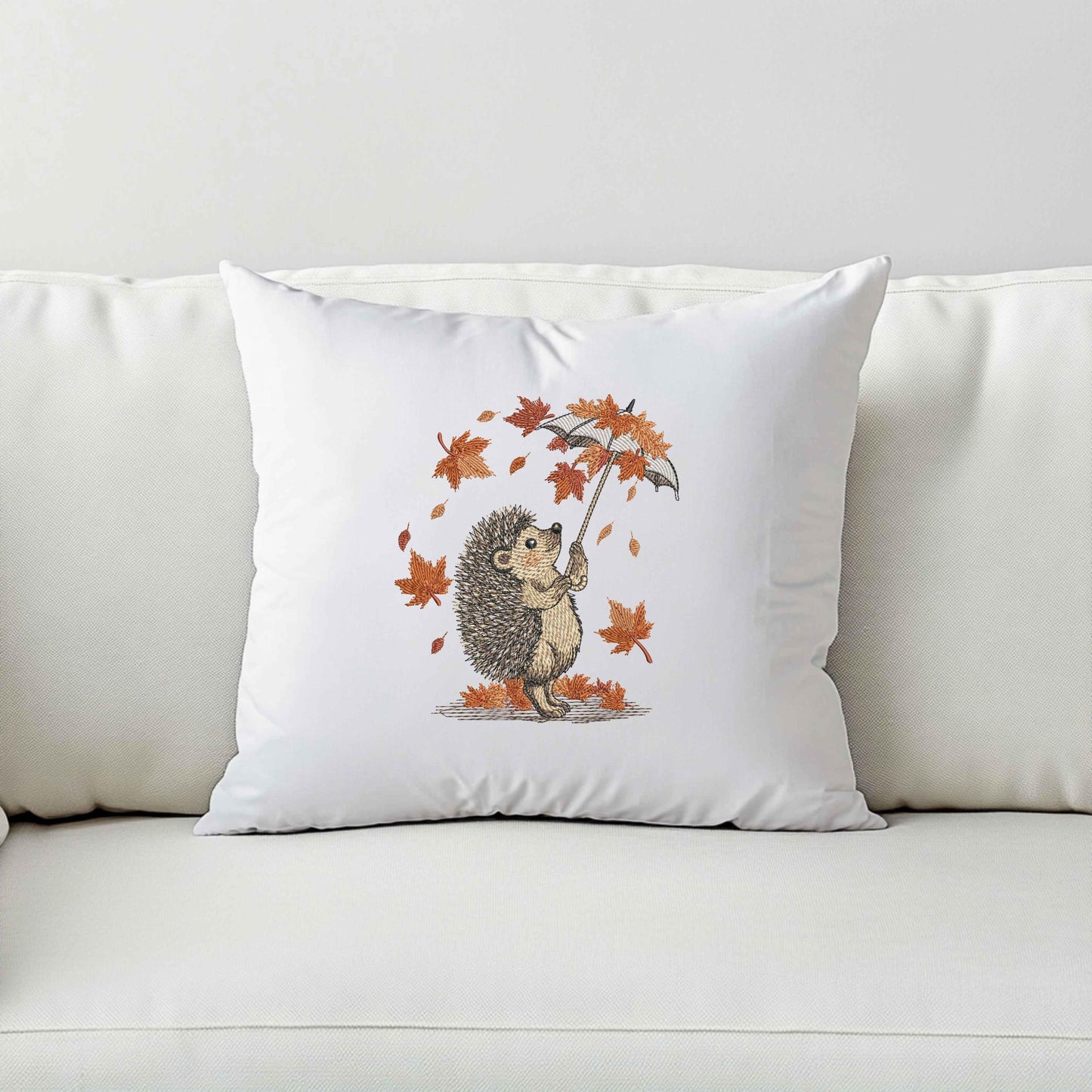 Autumn Animals With Umbrella – Machine Embroidery Design Set, Fox Squirrel Bunny Hedgehog Embroidery Design PES DST, Embroidery For Kids PES