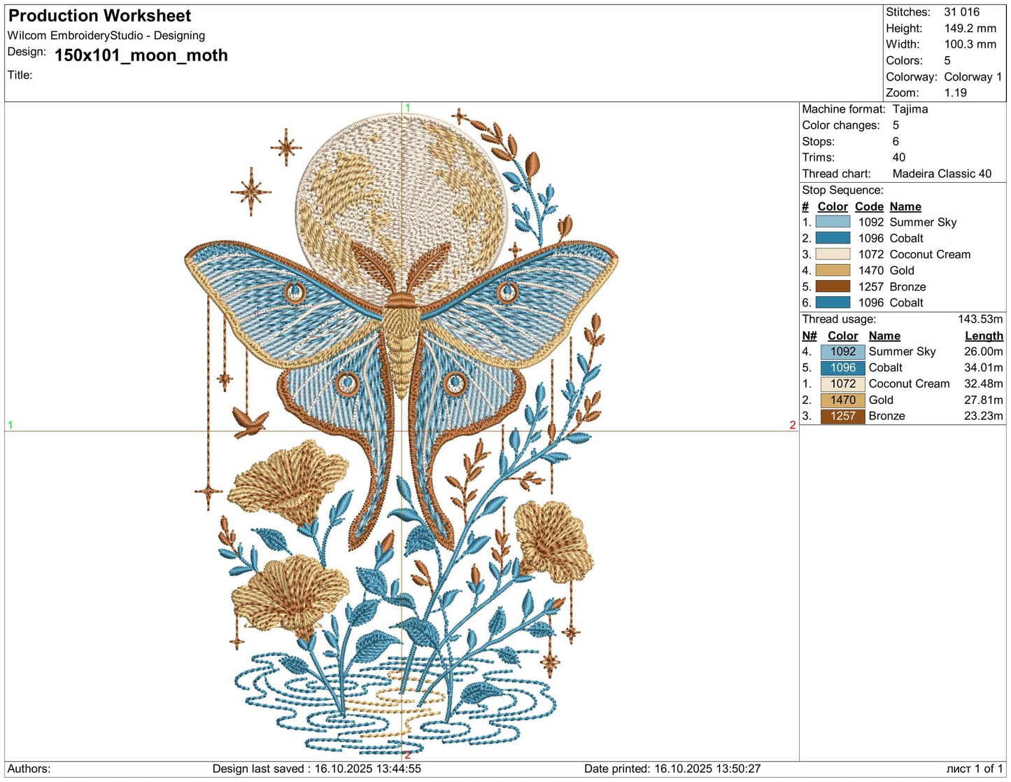 Celestial Luna Moth Machine Embroidery Design, Mystical Moon Moth Embroidery,  Boho Moon Phases Embroidery, Moon Moth With Stars Embroidery