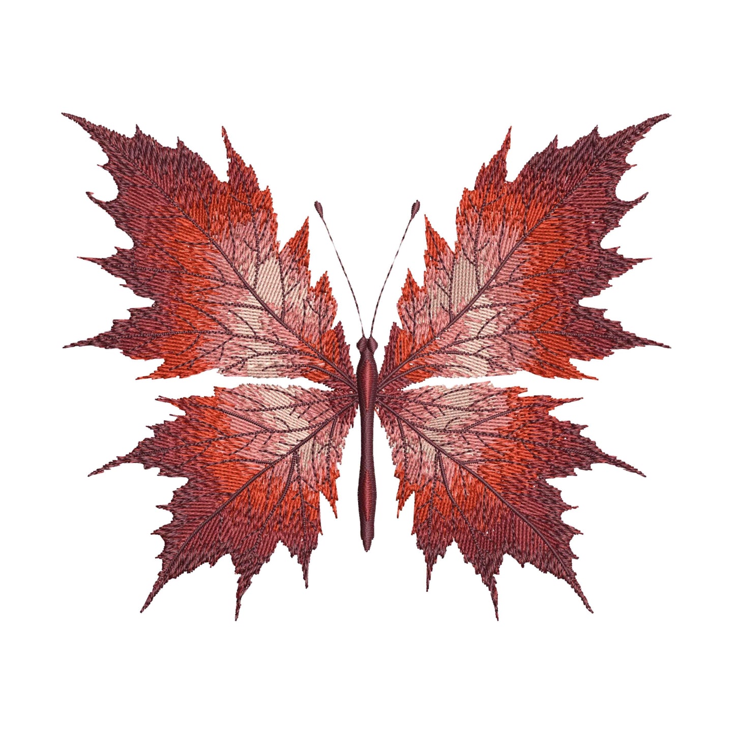 Autumn Maple Butterfly Machine Embroidery Design, Fall Leaf Machine Embroidery Thanksgiving Halloween Pattern Digital File, Insect PES DST