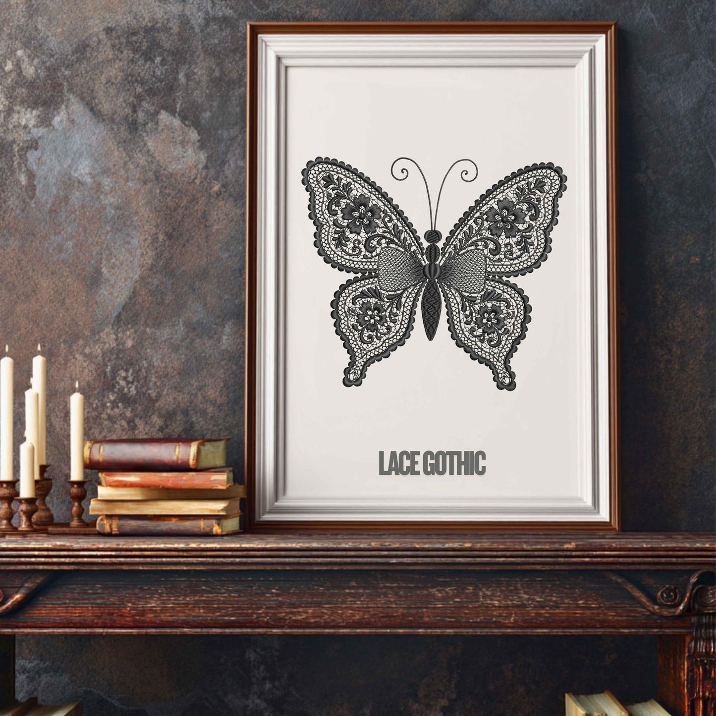 Lace Style Butterfly – Machine Embroidery Design, Gothic Halloween Machine Embroidery Pattern PES, Gothic Lace Butterfly Embroidery DST JEF