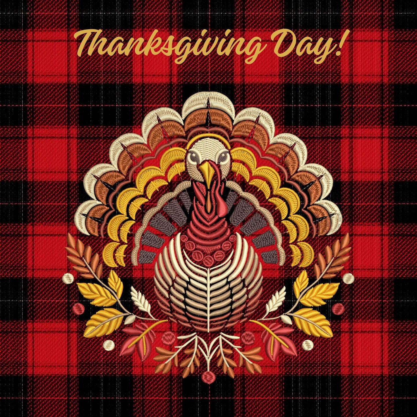 Thanksgiving Turkey Embroidery Design, Autumn Embroidery, Fall Thanksgiving Turkey for Towels, Aprons, Décor, Farmhouse Turkey Pattern PES