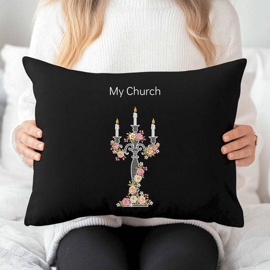 Machine Embroidery Design Candlestick with Flowers PES, Vintage Candelabra Pattern for Home Decor, Table Linens, Towels, Church Projects DST