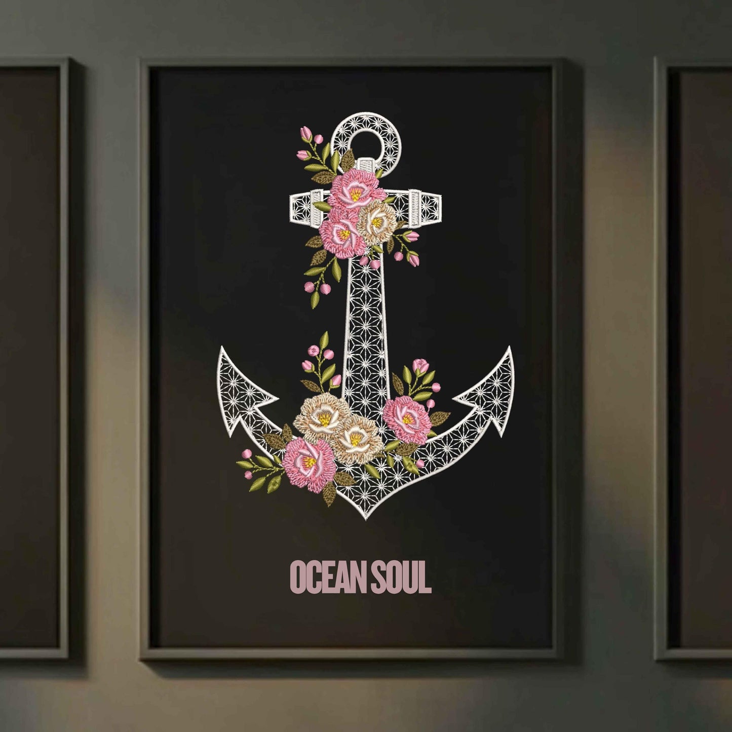 Floral Anchor Machine Embroidery Design, Anchor Machine Embroidery Pattern for Beach Theme, Wedding Decor, Jacket, Home Textiles, Anchor PES