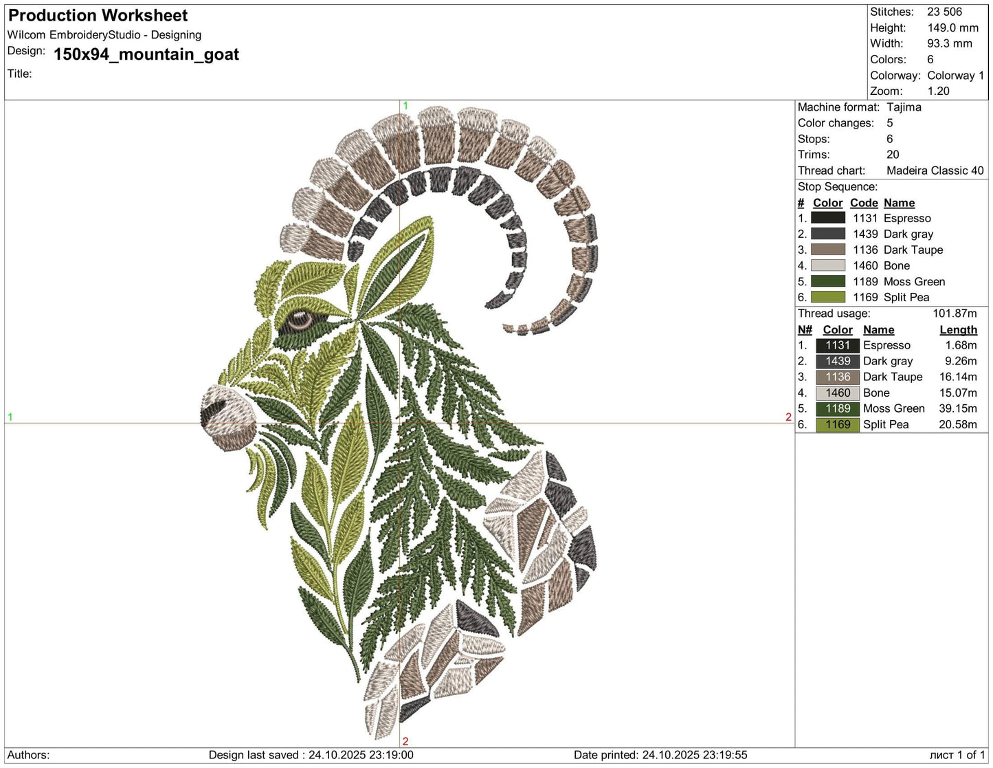 Mountain Goat Machine Embroidery Design With Stones  PES, Floral Goat Embroidery Pattern File, Botanical Animal Embroidery, Goat DST VP3 JEF