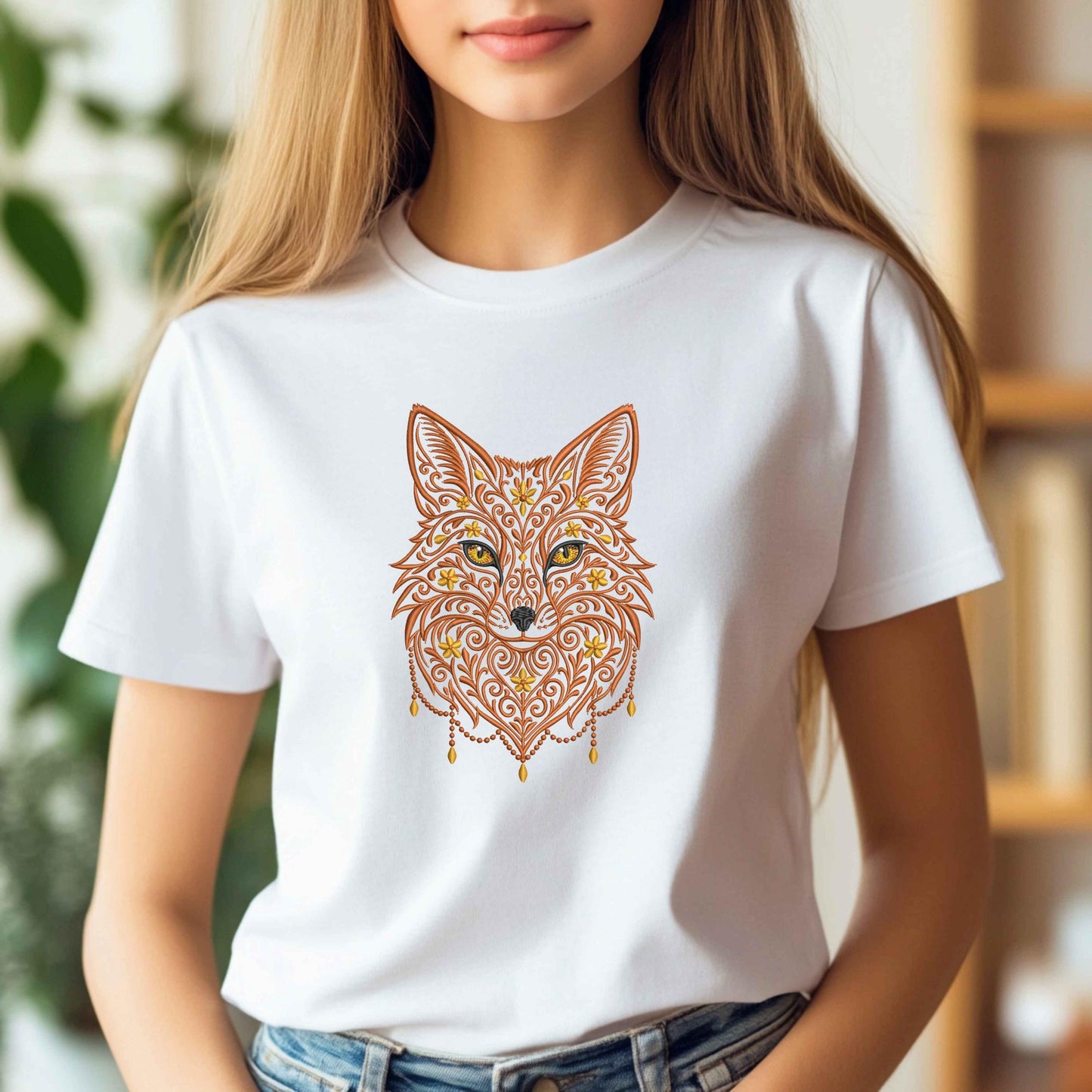 Gothic Fox Embroidery Design, Ornate Fox Embroidery, Mystical Fox Pattern PES, Animal Embroidery, Baroque Fox Embroidery, Tattoo Style Fox