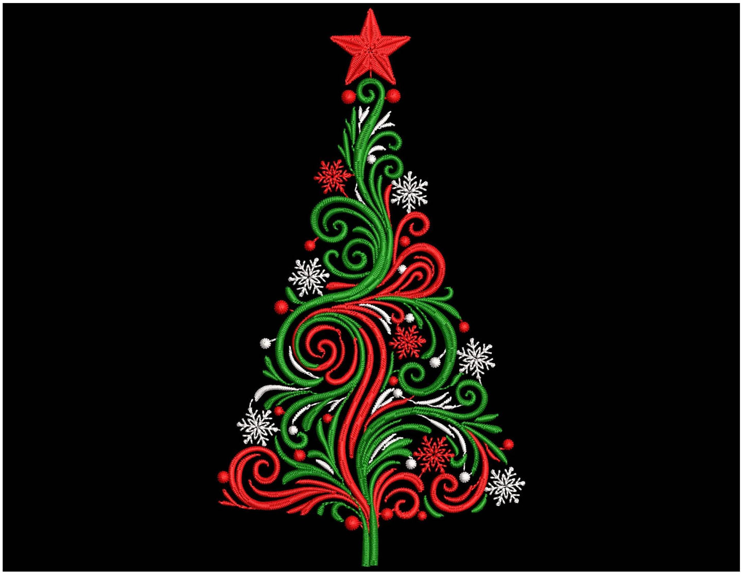 Swirl Christmas Tree Embroidery Design, Festive Holiday Tree (PES DST)