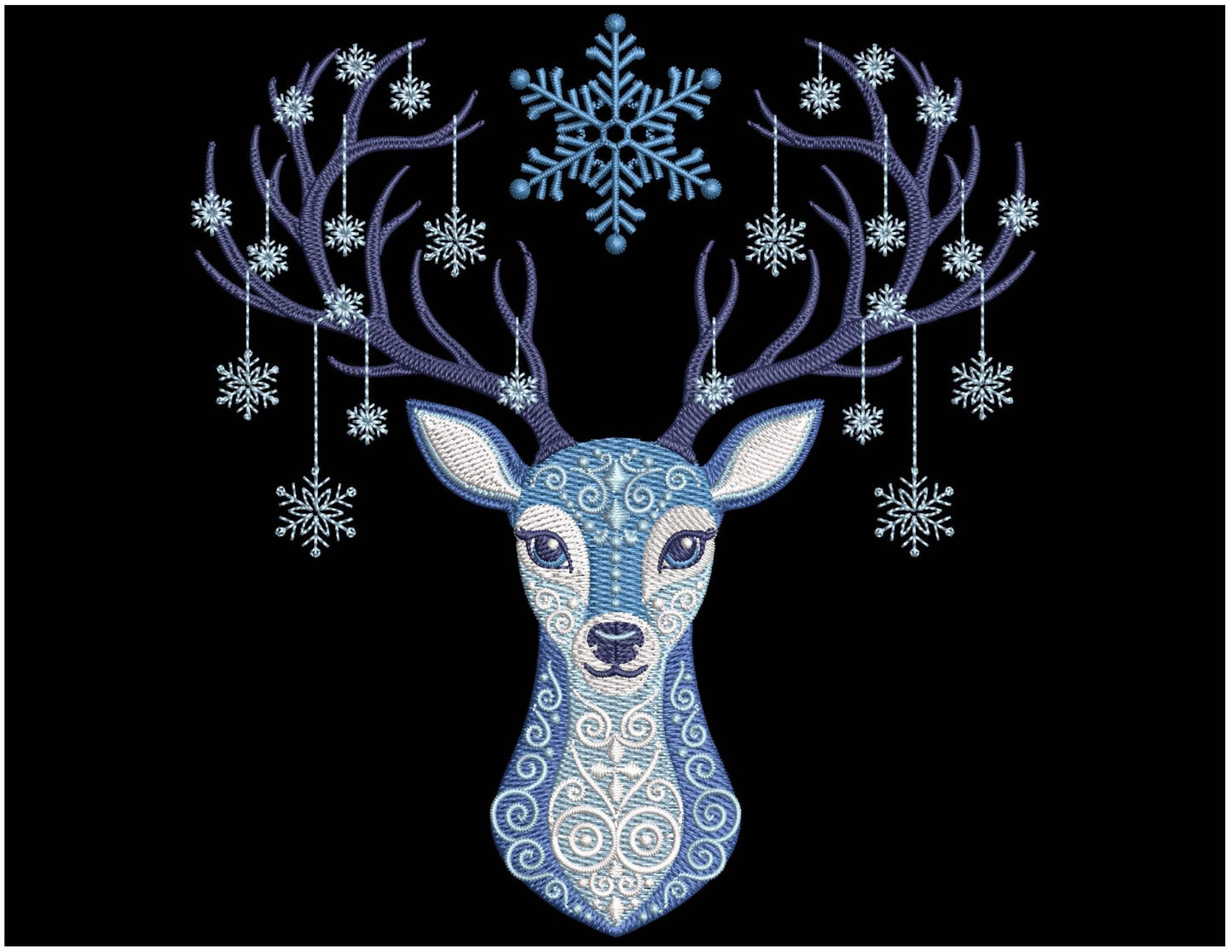 Folk Deer Christmas Machine Embroidery Design PES, Winter Reindeer with Snowflakes, Scandinavian Winter Xmas, Deer Pattern PES, Nordic Deer