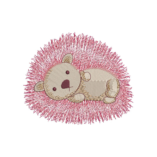 Sleppy Pink Hedgehog Machine Embroidery Design PES, Cute Baby Hedgehog Pattern, Embroidery Pattern for Kids Clothes, Nursery Decor, Quilt