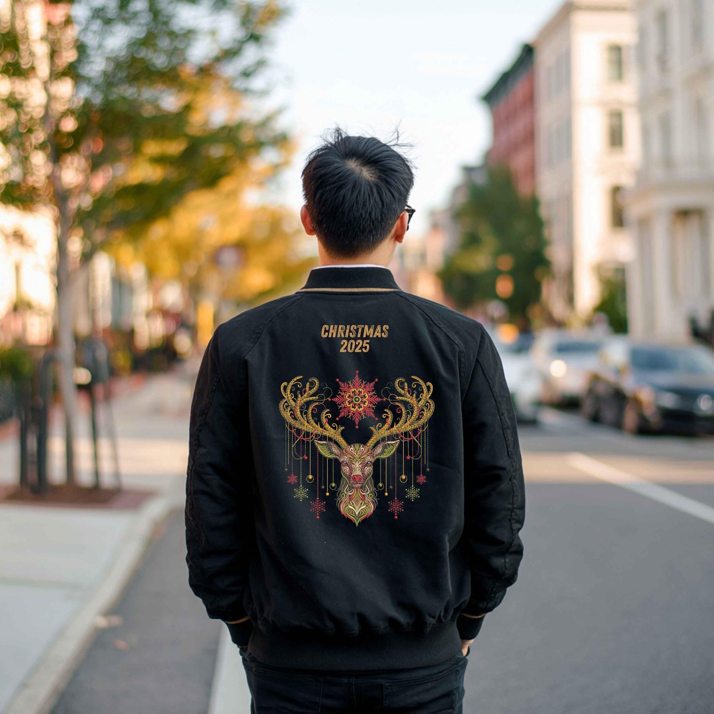 Christmas Deer Embroidery Design, Winter Reindeer Embroidery Pattern, Royal Stag Embroidery, Majestic Stag Antlers Ornamen, Deer Art Nouveau