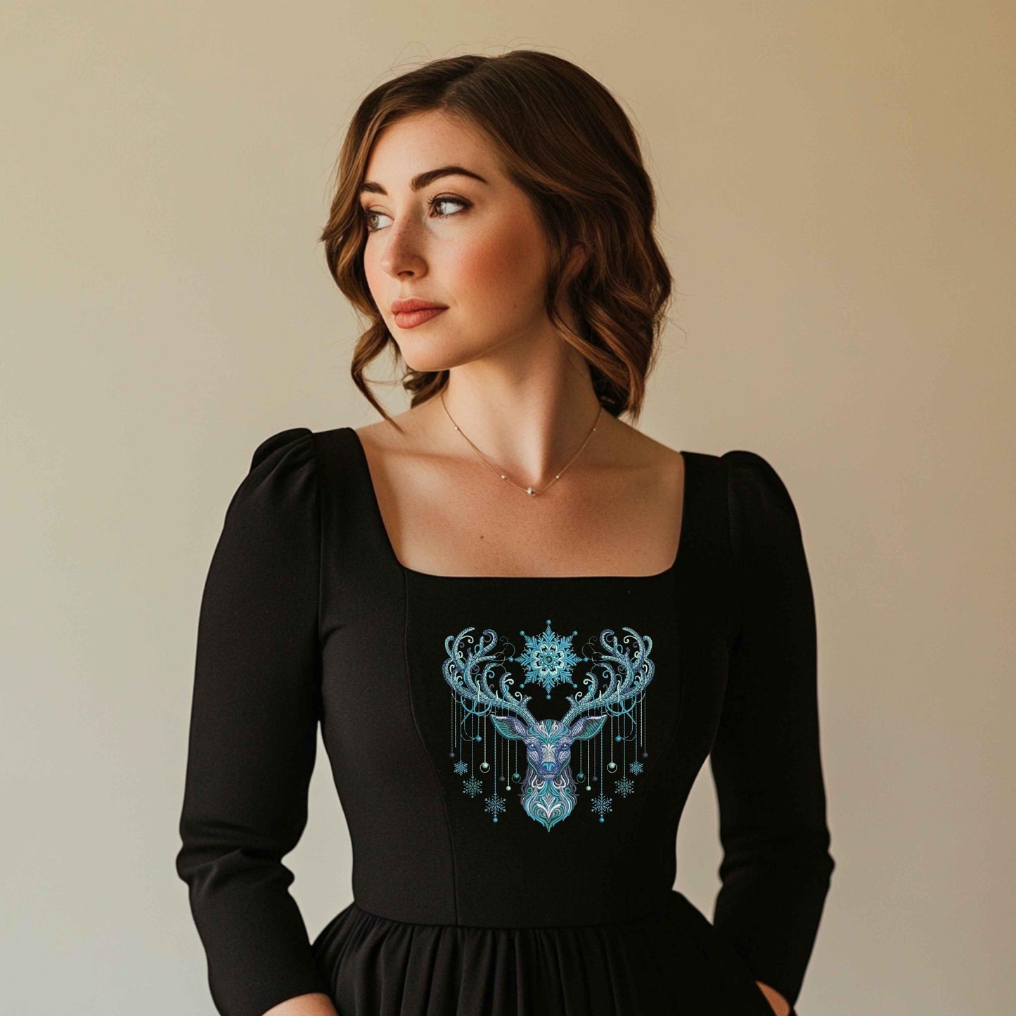 Christmas Deer Embroidery Design, Winter Reindeer Embroidery Pattern, Royal Stag Embroidery, Majestic Stag Antlers Ornamen, Deer Art Nouveau